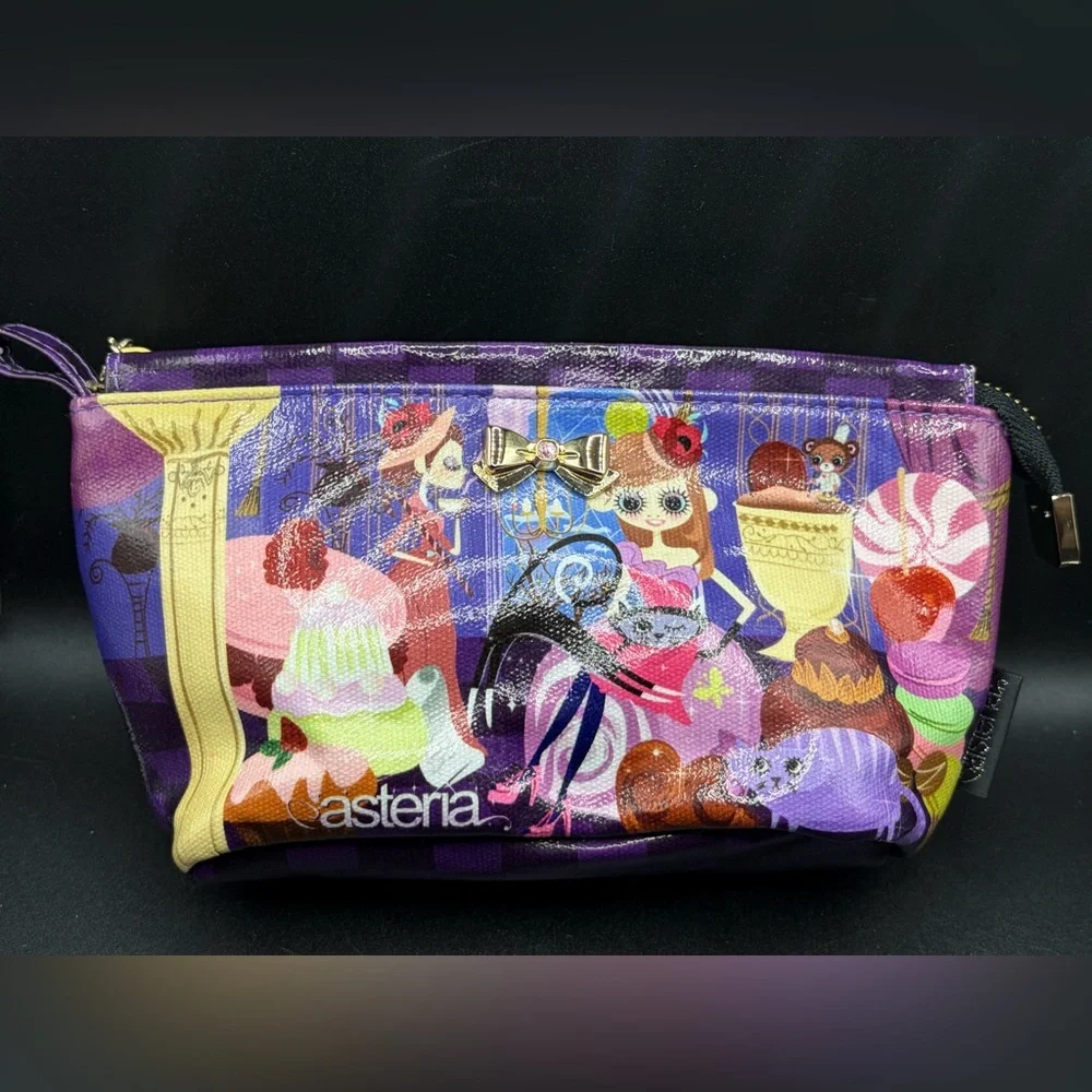 Asteria Alice Chan Kawaii Cat & Figure Rhinestone Cute Cosmetic Bag Pouch Clutch